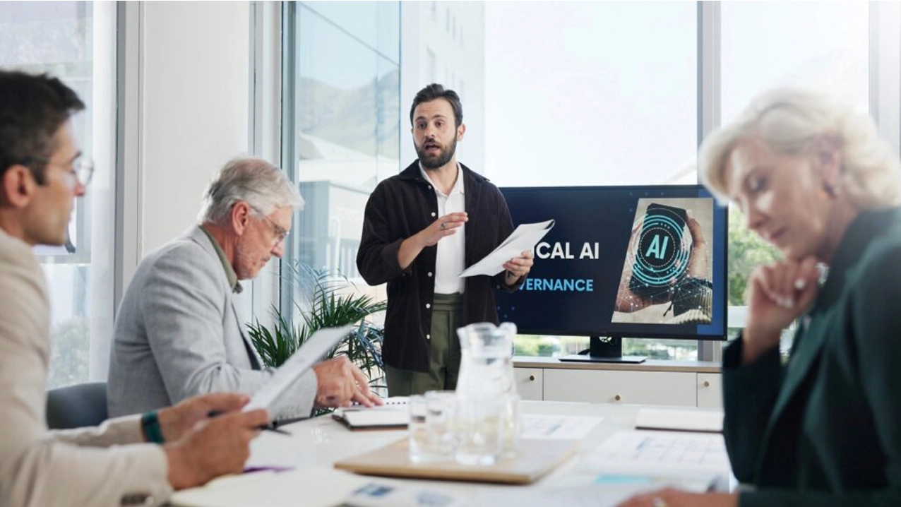 Equipo revisando estrategias en reunion